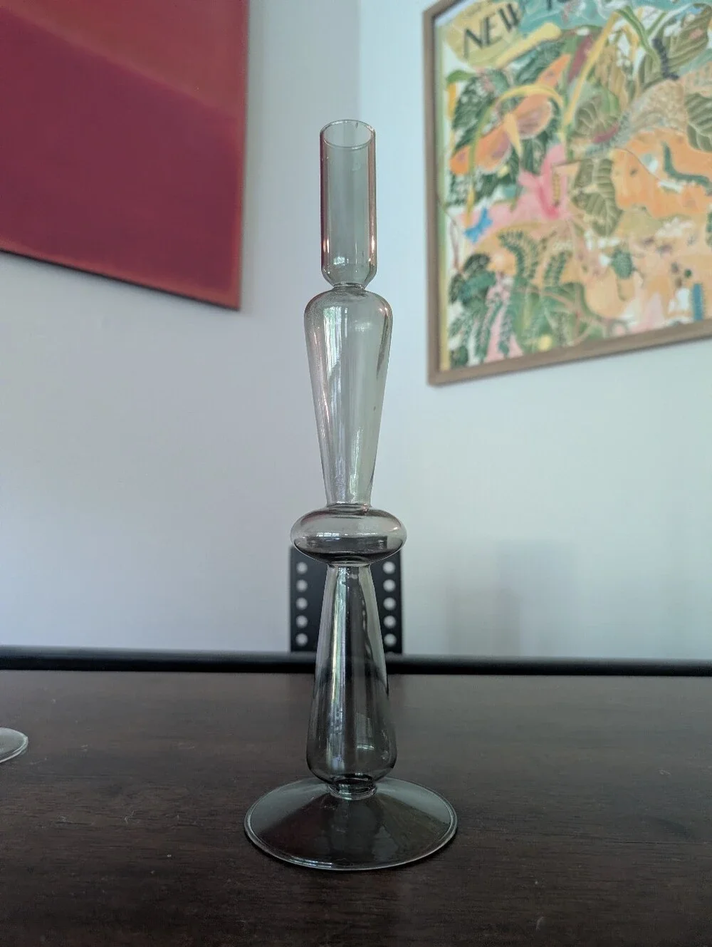 Green Colorful Glass Candlestick Holder